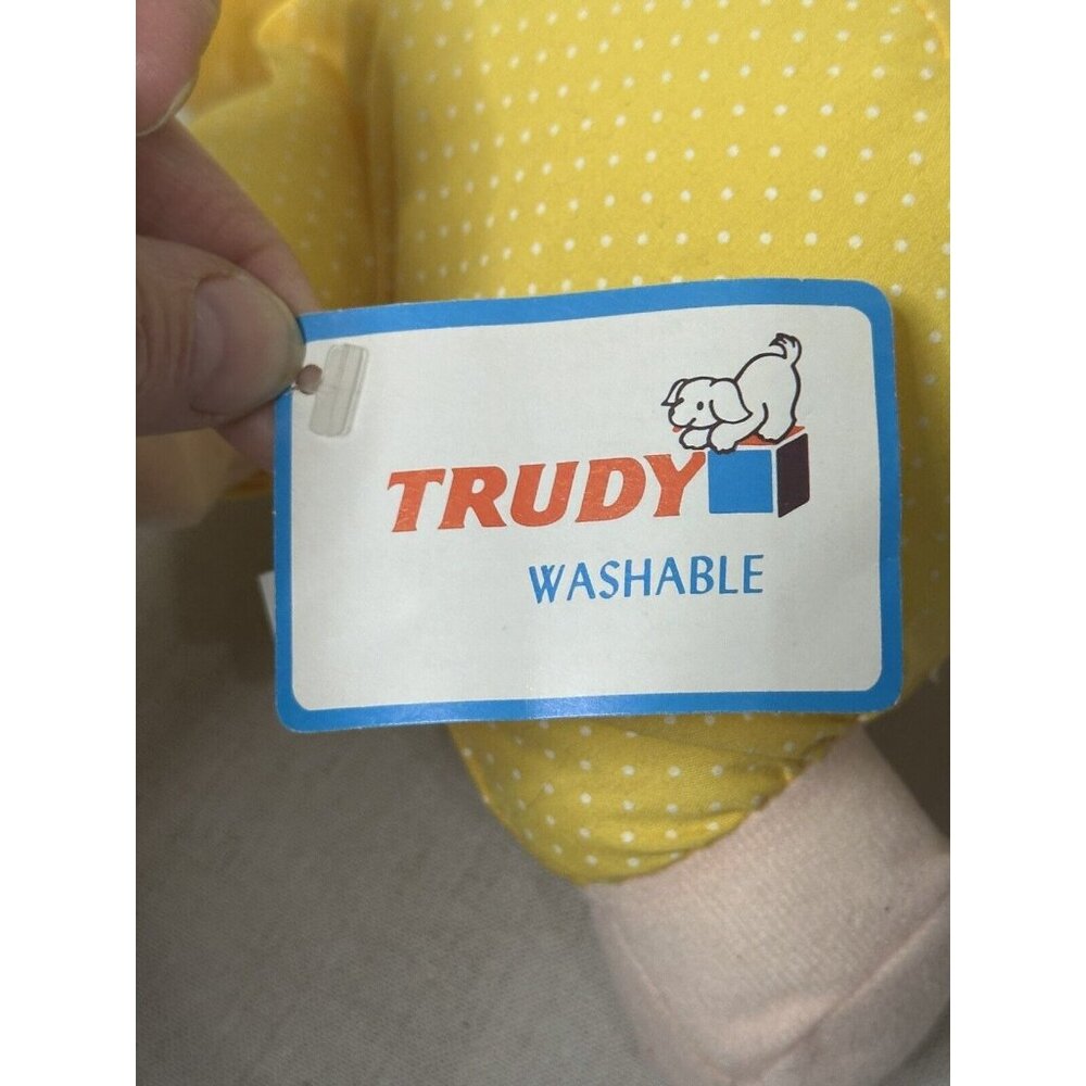 Vintage Trudy Toys Plush Doll Yellow Polka Dot 1983 Lysol Logo Tag attached - Picture 2 of 11